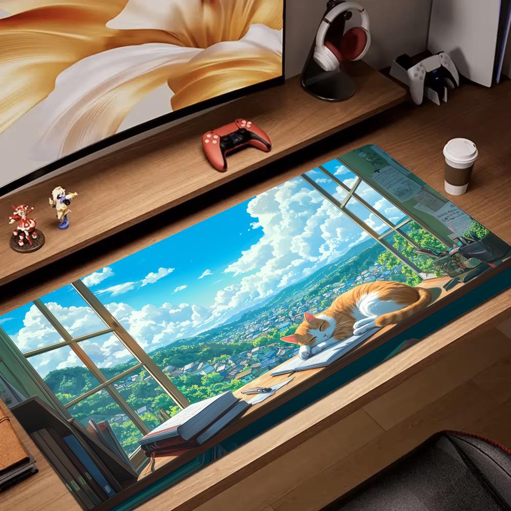 Pc Gaming Orange - Letnia Sceneria i Pomarańczowy Kot Podkładka